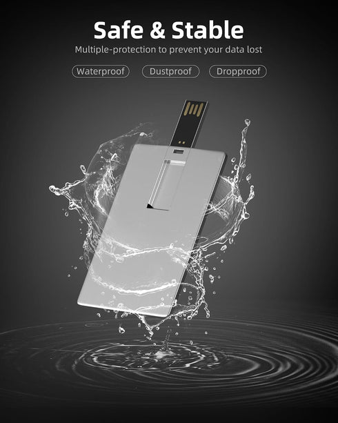 Bilious 2PCS 64GB 2.0 USB Flash Drive, Metal Credit Card Bank Card Style Thumb Drive Portable Key-Hole Design USB