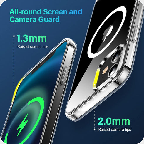Meifigno Clear Magnetic Case for iPhone 12 Mini, Military Grade Protection, Compatible with MagSafe, Crystal Clear