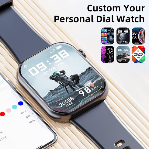 Hwagol Smart Watch with Call Function, 1.85 Inch Fitness Tracker, Heart Rate/Sleep Monitor, Android iOS