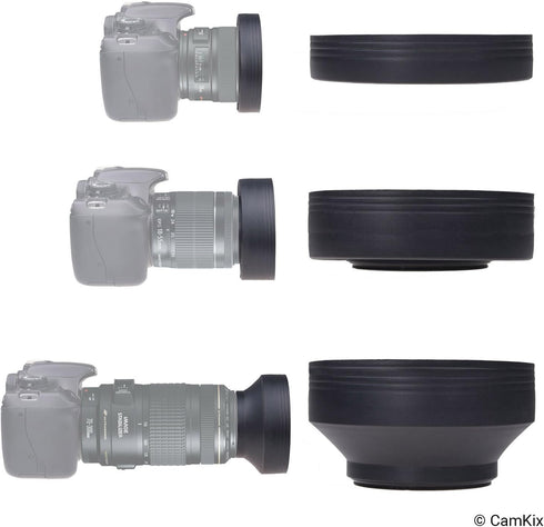 2 Lens Shades: Tulip + Rubber, 1 Lens Cap, Reduces Lens Reflections, Protects Against Excess Sunlight