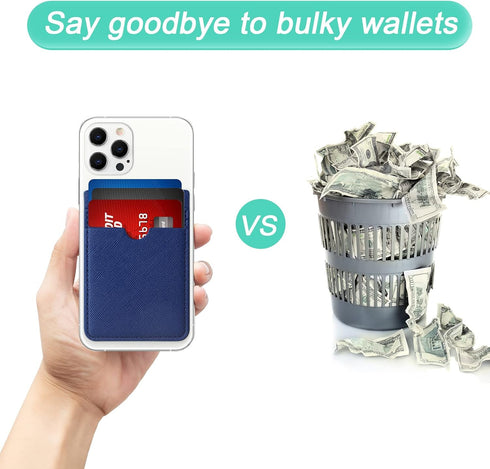 Weewooday 6 Pieces Phone Card Pocket Holder, PU Leather Cell Phone Card Pocket for Back of Phone