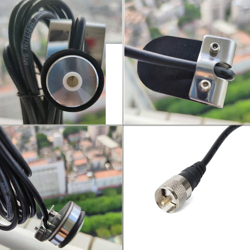 HYS TCJ-N2 Trunk NMO Antenna Mount W/13Ft of RG-58 Coax Cable with PL-259 Connector(UHF-Male) for NMO HF/VHF/UHF Antenna