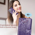 iPhone 12 Pro/iPhone 12 Wallet Case, Women Flip Folio Cover with Butterfly Embossed PU Leather, Purple