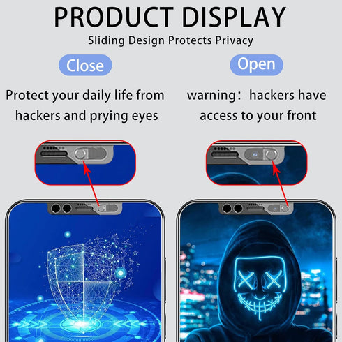 HD Tempered Glass Screen Protector with Front Camera Cover for iPhone 13 Pro Max/14 Plus - 2 Pack, Privacy Protection,