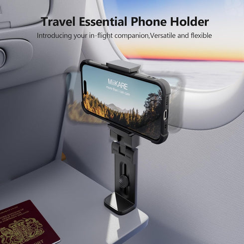MiiKARE Airplane Travel Essentials Phone Holder, Universal Handsfree Mount with 360 Degree Rotation, Travel Must Haves