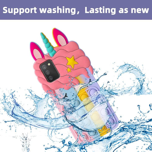 for Samsung Galaxy A02S/A03S Case, Cartoon Fun Kawaii Cute Silicone Bubble Button Decompression Case