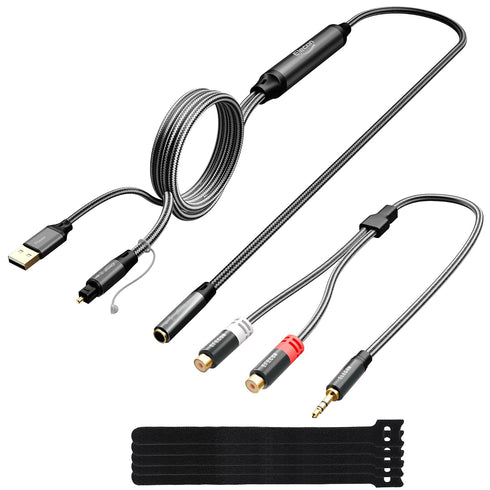 Elecan Unidirectional Optical Male to 3.5mm AUX Female Audio Converter Cable 6.6