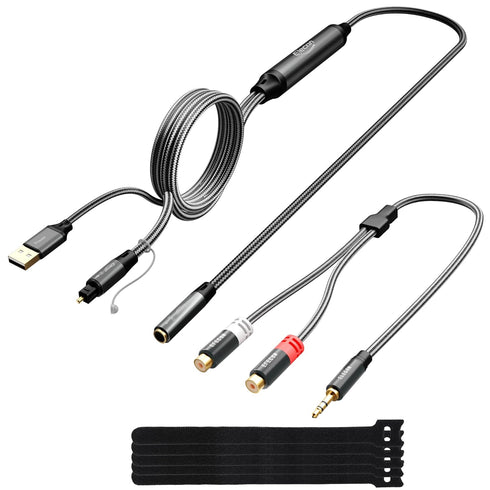 Elecan Unidirectional Optical Male to 3.5mm AUX Female Audio Converter Cable 5