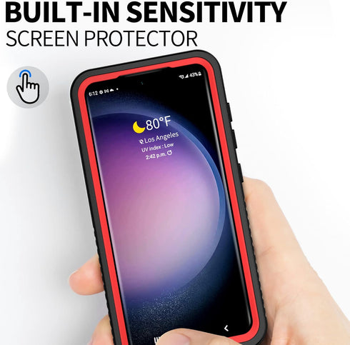 BEASTEK Galaxy S23 Plus Waterproof Case, Shockproof Dustproof IP68 Underwater, Built-in Screen Protector, Red