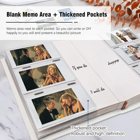 Photo Album for Fujifilm Instax Mini Camera, 180 Pockets, Leather Cover, 2x3 Photo Album for Instax Mini Series