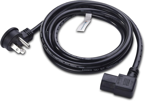 Cable Matters 2-Pack 16 AWG Low Profile Right Angle Power Cord, 6 Feet