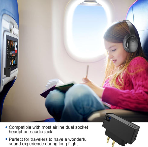 Airplane Bluetooth Audio Adapter, Wireless Headphones and 3.5mm Aux Jack, Bluetooth 5.3 Transmitter Receiver for TV,