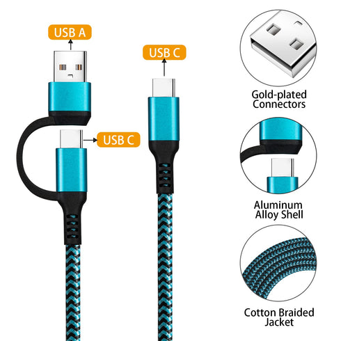 60W USB C to USB C Cable 3 Pack, 6ft Fast Charging Cords for Samsung Galaxy S21, MacBook Pro, iPad Pro 2020/2019.