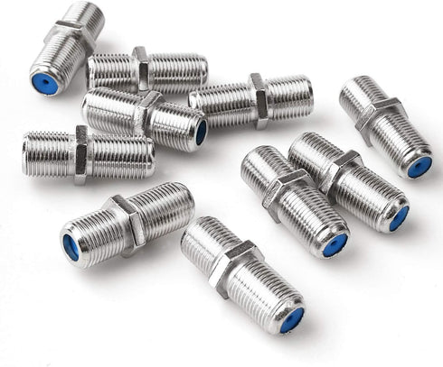 F81 Coaxial Cable Connector, 3GHz F-Type RG6 Cable Extension Adapter, Pack of 5, Silver