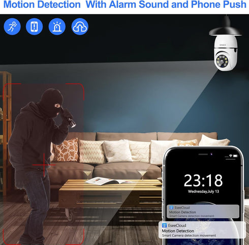 Light Bulb Camera 2 Pack, 5g Dual Band WiFi 6 Light Bulb Camera, 2.4G/5G Home Security Socket Camera, 360 Degree