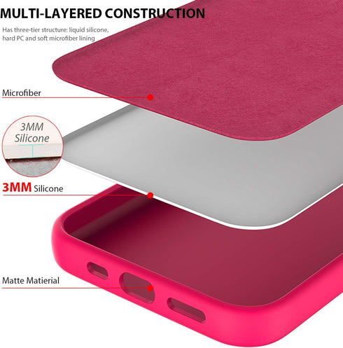 ZUSLAB Nano Silicone Case for iPhone 12 Pro Max - Shockproof Bumper Soft Full Protection Cover, Neon Pink