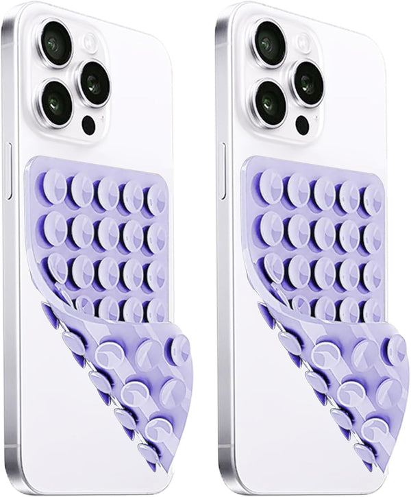 2 Pack Silicone Suction Cup Phone Case Mount - Double Sided Strong Grip Holder for Hands-Free Selfies and Videos,