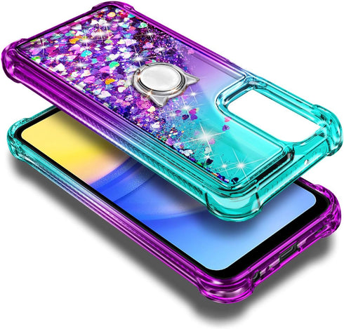 NZND Designed for Galaxy A15 Case, Samsung A15 4G/A15 5G Phone Case, Glitter Floating Liquid Waterfall Cute Case,