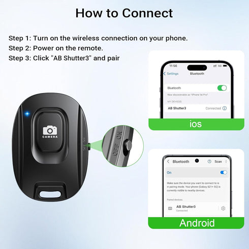 Voinap 2 Pack Wireless Remote Shutter for iPhone Camera,Bluetooth Camera Phone Remote Control for Photos