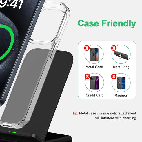 Wireless Charger for Samsung 24 Ultra Android Desk Phone Charger Stand, Fast Charging Station Pad for Samsung Galaxy