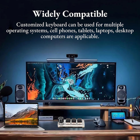 USB Mini Keypad, Customized Knobs Red Switch Macro Keyboard, Ergonomic Plug and Play for Desktop PC (6 Keys with 1 Knob)