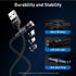 Magnetic Charging Cable 5-Pack, 540° Rotating Magnetic Phone Charger Cable with LED Light for Micro USB, USB C,