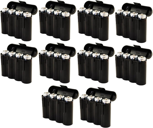 10 Pack AA/AAA/CR123A Black Battery Holder Storage Cases