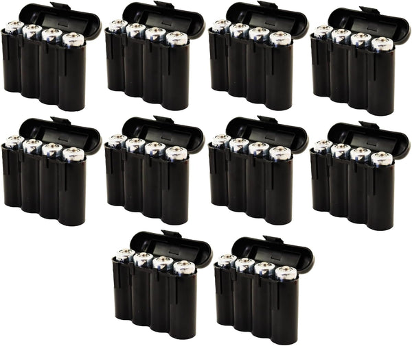 10 Pack AA/AAA/CR123A Black Battery Holder Storage Cases