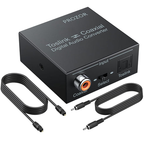 PROZOR 192K Bi-directional Coaxial Optical Converter, Optical SPDIF Toslink to Coaxial, Supports DTS/Dolby-AC3