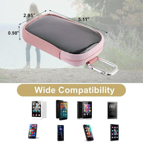 TXEsign MP3 & MP4 Player Carry Case - Travel Bag with Clear Window for 4" Touch Screen Music Player (Pink)