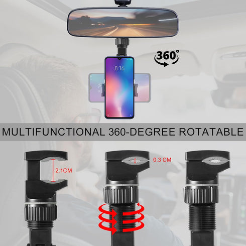 360 Degree Rotatable Car Phone Holder Mount, Rotatogrip Multifunctional Rearview Mirror Phone Accessories