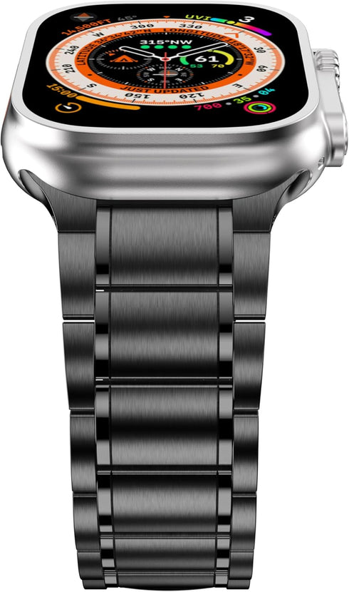 Titanium Band for Apple Watch, Compatible with 49mm, 45mm, 44mm, 42mm, Black Metal Replacement Strap