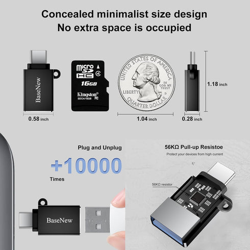 6 Pack USB C to USB Adapter, USB A to USB C Adapter, USB-C Male USB Female OTG Adapter for MacBook Pro, iPad Pro,