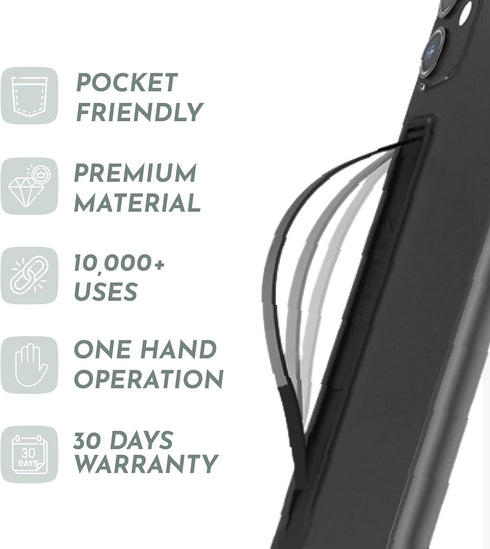 SleekStrip 16 Max,17 2PK SleekGrip-Essential Ultra Thin Phone Grip Stand,Slim Metal Finger Loop Ring Hand Holder Strap