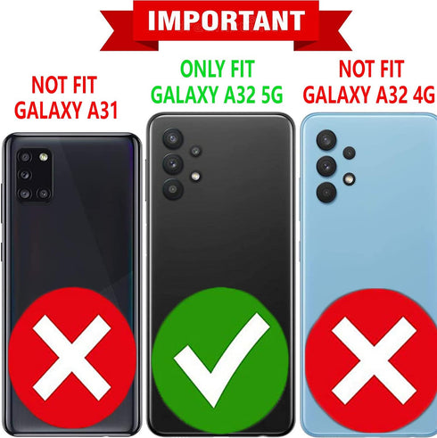 STARSHOP Samsung Galaxy A32 5G Case with Tempered Glass Screen Protector, Military Grade Shockproof Dual Layer Cover -