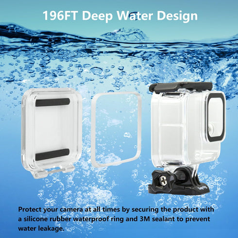 Suptig Waterproof Underwater Dive Housing Case for GoPro Hero 8 Black, 196ft (60 Meters) Protective Case
