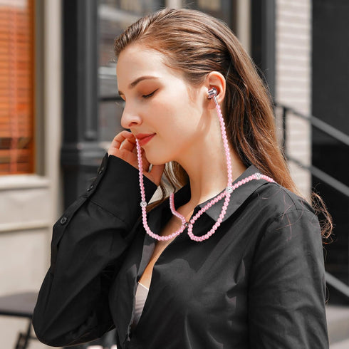 in-Ear Earphones with Mic - Wired Headset with Remote and Mic Hands-Free Pearls Chain Universal Earphone for Girls
