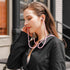 in-Ear Earphones with Mic - Wired Headset with Remote and Mic Hands-Free Pearls Chain Universal Earphone for Girls