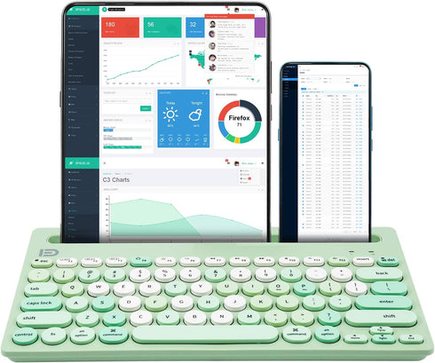 HUO JI Wireless Keyboard, Multi-Device Bluetooth and 2.4G Dual Mode for iPad, Switch, PC, Smart TV, MacBook, Green