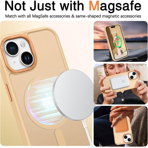 BENTOBEN Translucent Matte Slim Magnetic Case for iPhone 15 Plus, Compatible with MagSafe, Khaki