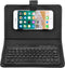 Portable Bluetooth Keyboard with Leather Case Cover for 4.5''-6.8'' iOS, Android, Windows Smart Phones, Detachable