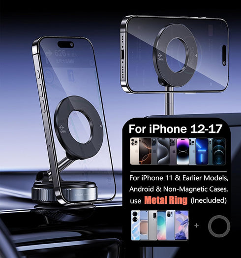 VLEXTIR 2026 360 96LBS Upgraded Vacuum Magnetic Car Phone Holder Reinforced Ultra Suction Cup Phone Mount for MagSafe