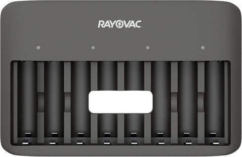 Rayovac 8 USB Battery Charger, Bay Charger for NiMH AA and AAA Rechargeable Batteries, Fast Charger for Batteries