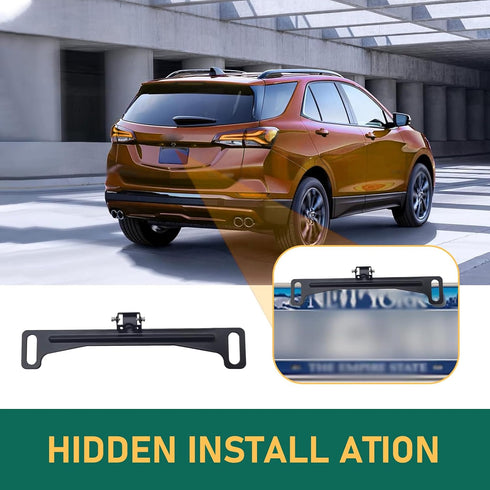 icykale 1 PC Car Rearview Camera License Plate Frame Bracket, Metal Structure Waterproof and Shockproof Camera