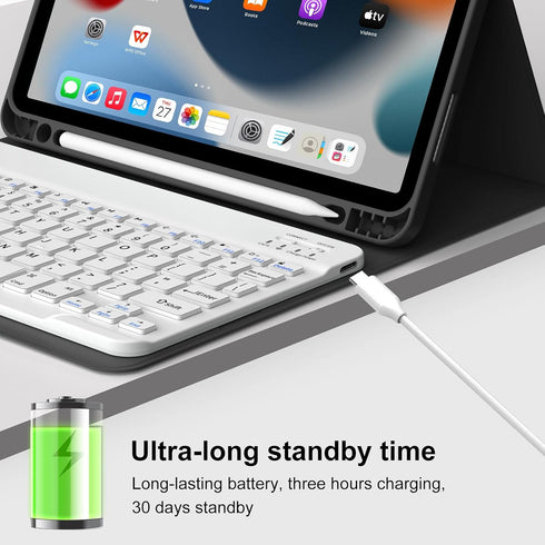 New iPad 10th Generation 2022 Keyboard Case, Detachable Wireless Bluetooth Keyboard, Auto Sleep/Wake, Black