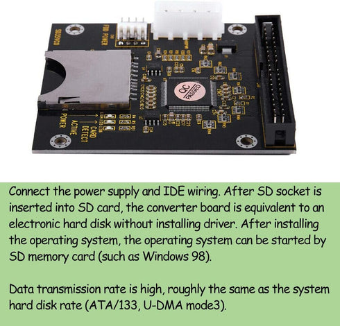 1Pcs SD SDHC Card to IDE 3.5" 40Pin Male Adapter, IDE Hard Disk Drive Adapter
