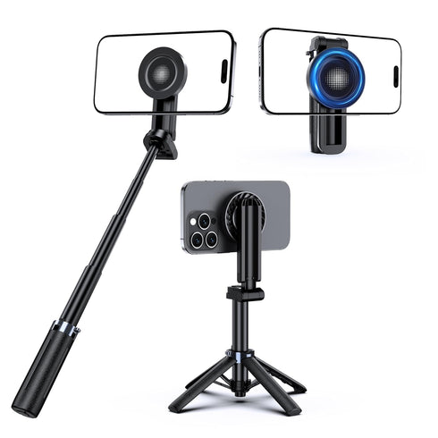 UBeesize Magnetic Mini Selfie Stick Tripod with Rechargeable Remote, Pocket Tripod for iPhone/Android,