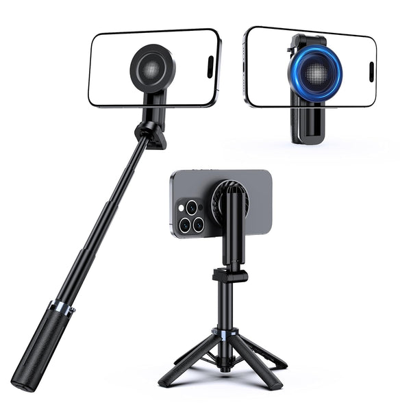 UBeesize Magnetic Mini Selfie Stick Tripod with Rechargeable Remote, Pocket Tripod for iPhone/Android,