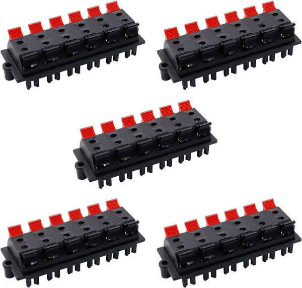 WP12-03B Speaker Terminal Strip, 5Pcs Spring Connection Clip Terminals Block Jointing Clamp Test Clip Jack Socket