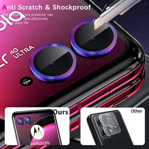 2 Set Motorola Razr 50 Camera Lens Protector, Scratch-Resistant HD Clarity Tempered Glass with Aluminum Edging